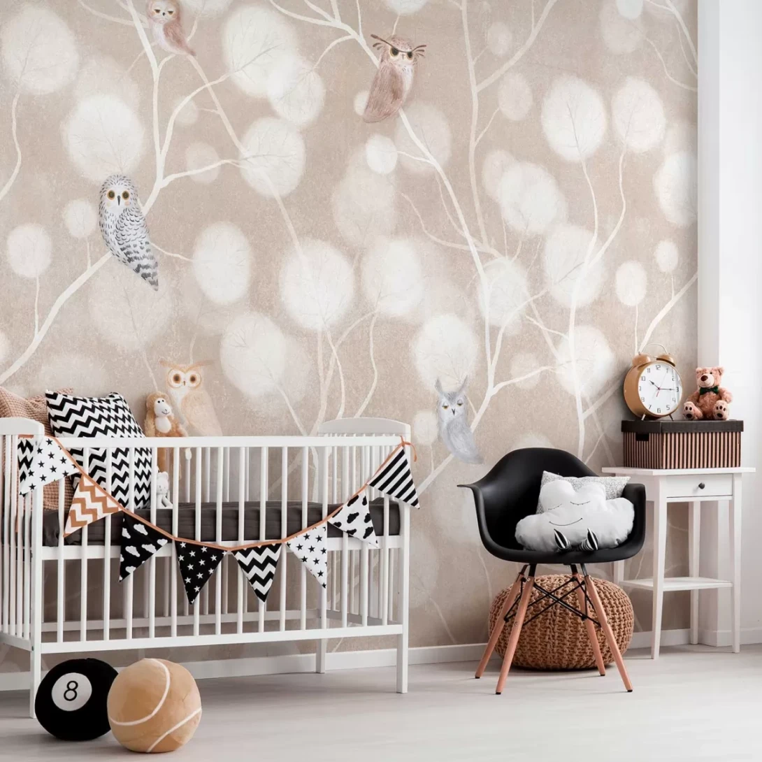 Tecnografica 77225-2 Kids Archimede Grey A - mural dla dzieci w sowy