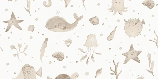 Tecnografica 84238-1 Kids Bubbles Beige - mural dla dzieci w morskie zwierzęta
