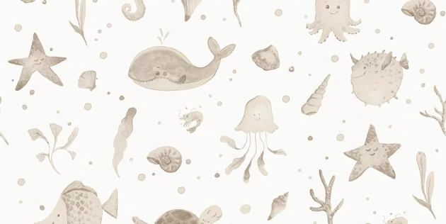 Tecnografica 84238-1 Kids Bubbles Beige - mural dla dzieci w morskie zwierzęta