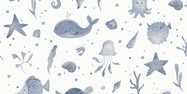 Tecnografica 84238-2 Kids Bubbles Blue - mural dla dzieci w morskie zwierzęta
