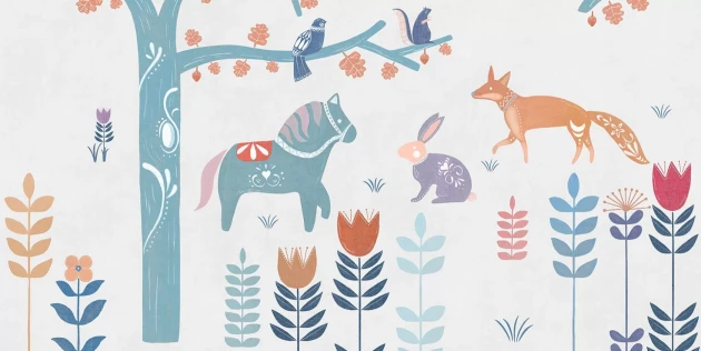 Tecnografica 76406-1 Kids Fabel Vit - mural dla dzieci w zwierzęta