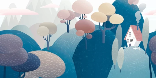 Tecnografica 76410-2 Kids Kuzco Blueberry B - mural dla dzieci w bajkowy krajobraz