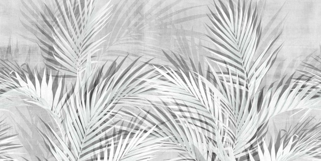 Tecnografica 77771-6 Expedition Kenthie Pearl Grey - mural w duże liście egzotyczne