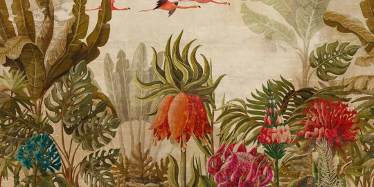 Tecnografica 73292-1 Expedition Colonial - mural w lecące flamingi i egzotyczne rośliny