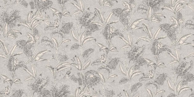Tecnografica 75158-3 Expedition Darwin Grey - mural w egzotyczne liście i małpy