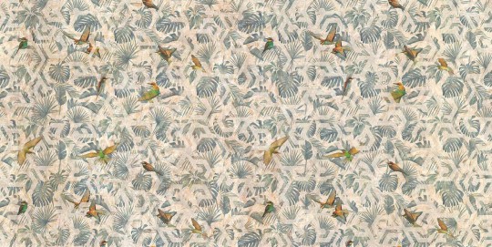 Tecnografica 73131-1 Expedition Jumanji Beige - mural w liście monstery i ptaki