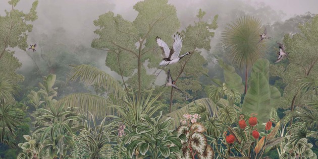 Tecnografica 85566-1 Expedition Mori Dark - mural w żurawie i rośliny