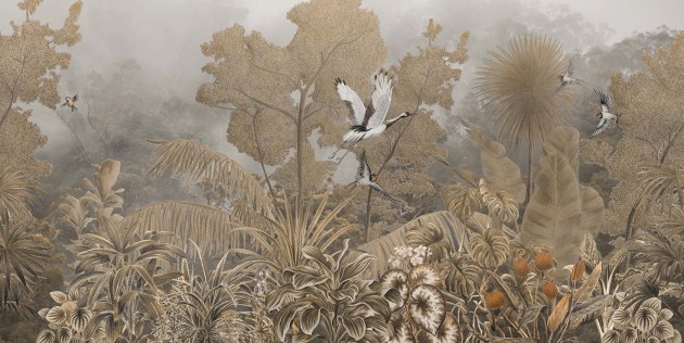 Tecnografica 85566-5 Expedition Mori Sepia - mural w żurawie i rośliny