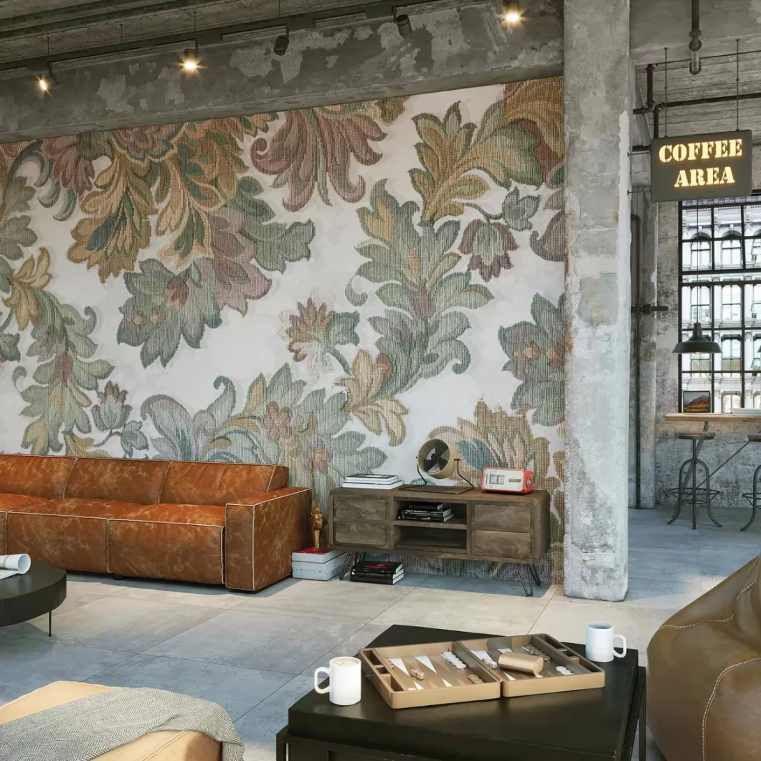 Tecnografica 77360-2 Fabrics Bohemian Royalty Warm - mural w roślinny motyw imitujący materiał