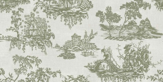 Tecnografica 77289-1 Fabrics Indiennerie Olive - mural w scenki rodzajowe