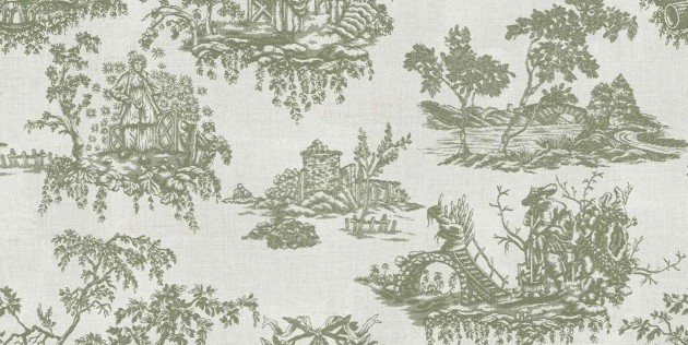 Tecnografica 77289-1 Fabrics Indiennerie Olive - mural w scenki rodzajowe