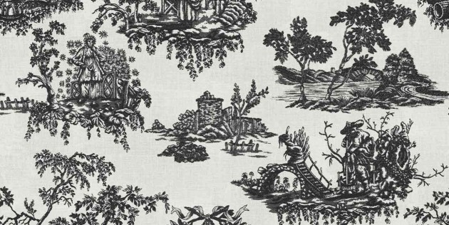 Tecnografica 77289-3 Fabrics Indiennerie Black - mural w scenki rodzajowe