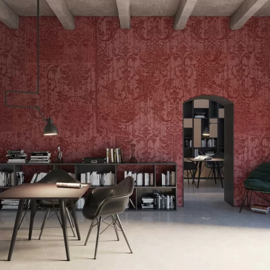 Tecnografica 77748-3 Fabrics King’s Room Red - mural w roślinne ornamenty