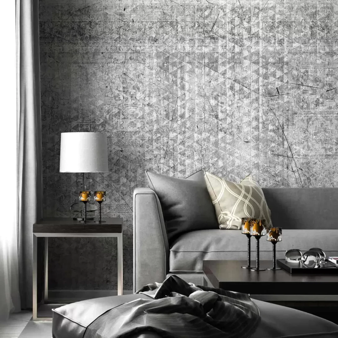 Tecnografica 67291-2 Fabrics Qamar Grey - mural w postarzany wzór geometryczny