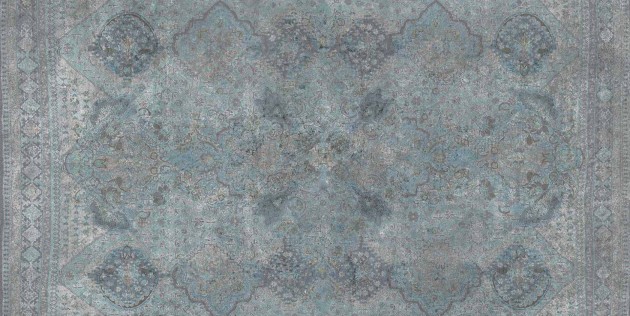 Tecnografica 67515-3 Fabrics Scirna Grey-Blue - mural imitujący vintage dywan