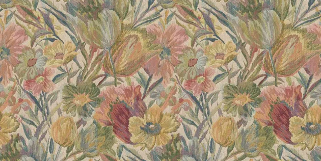 Tecnografica 77773-1A Fabrics Weft Garden Red - mural imitujący tkaninę w kwiaty
