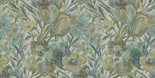 Tecnografica 77773-2A Fabrics Weft Garden Green - mural imitujący tkaninę w kwiaty
