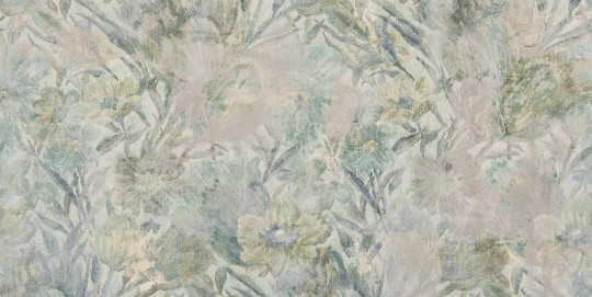 Tecnografica 77773-2B Fabrics Weft Garden Sand Green - mural imitujący tkaninę w kwiaty