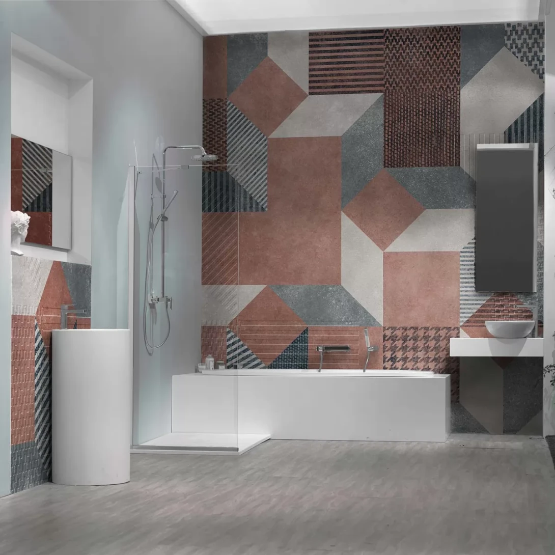 Tecnografica 76389-1 Geometric Notes Aretha Blue - mural w geometryczny wzór 3D