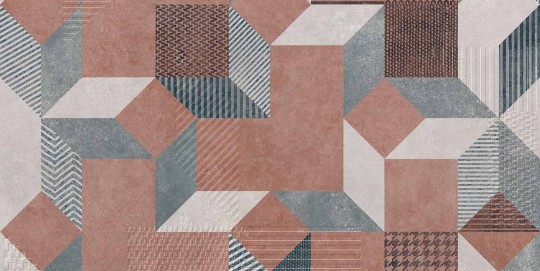 Tecnografica 76389-3 Geometric Notes Aretha Red - mural w geometryczny wzór 3D