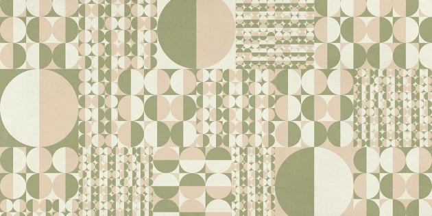 Tecnografica 79915-1 Geometric Notes Piper Green - mural w retro koła