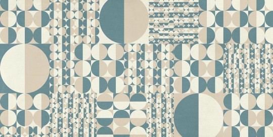 Tecnografica 79915-2 Geometric Notes Piper Blue - mural w retro koła