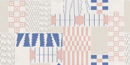 Tecnografica 81559-1 Geometric Notes Rubik Salmon - mural w geometryczny wzór w stylu memphis