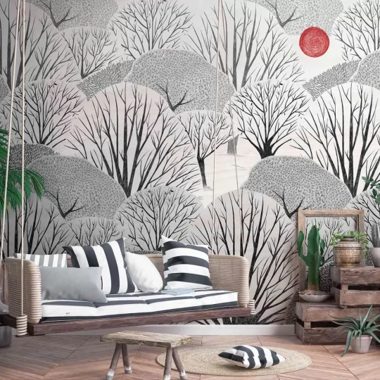 Tecnografica 72759-4 Japandi Ki Dark B - mural w graficzny las