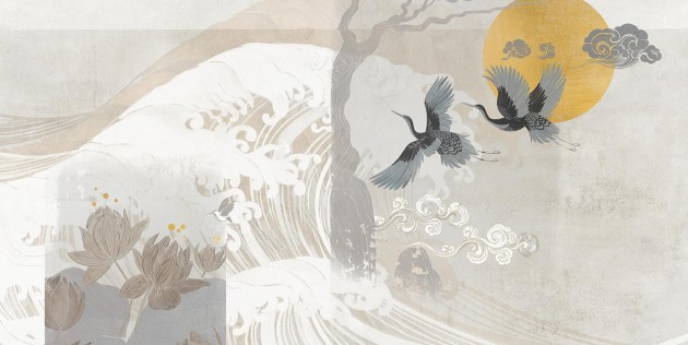 Tecnografica 71699-1 Japandi Nami Dune - mural w żurawie i fale