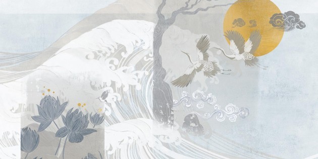 Tecnografica 71699-2 Japandi Nami Ice - mural w żurawie i fale