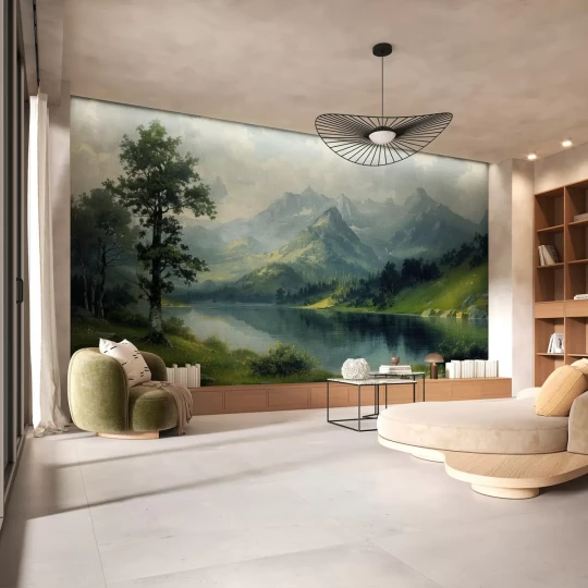 Tecnografica 85827-2 Landscapes Mountain Serenity Vintage - mural w pejzaż gór i jeziora