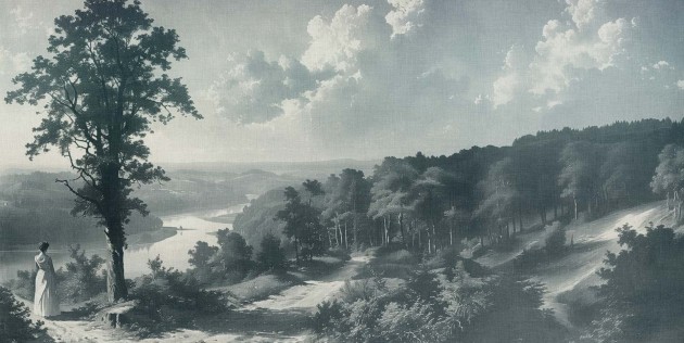 Tecnografica 85828-3A Landscapes Out of the woods Blue A - mural w pejzaż rzeki i lasu