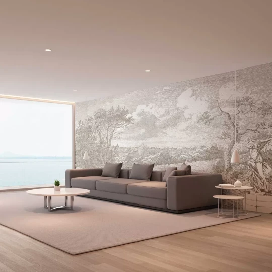 Tecnografica 85432-1 Landscapes Nike Blue - mural w roślinny krajobraz w stylu ryciny