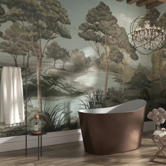 Tecnografica 78873-3 Landscapes Promenade Sepia - mural w pejzaż rzeki