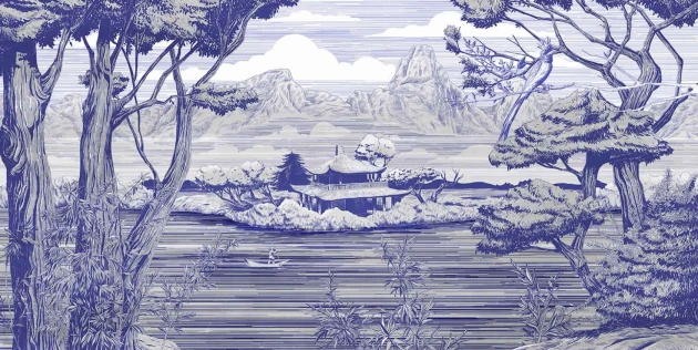 Tecnografica 70849-1 Landscapes Sho Blue - mural w japoński krajobraz