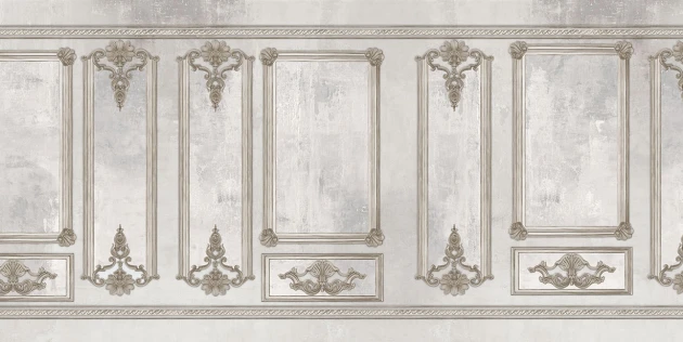 Tecnografica 77724-1 Material Mood Noblesse White - mural imitujący ścianę ze sztukaterią