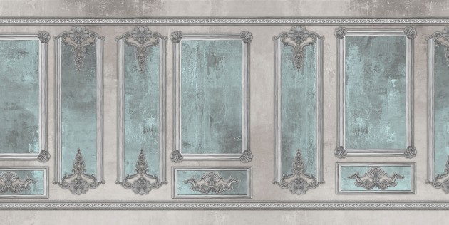 Tecnografica 77724-2 Material Mood Noblesse Green - mural imitujący ścianę ze sztukaterią