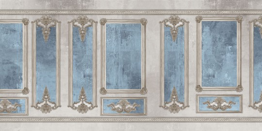 Tecnografica 77724-3 Material Mood Noblesse Blue - mural imitujący ścianę ze sztukaterią