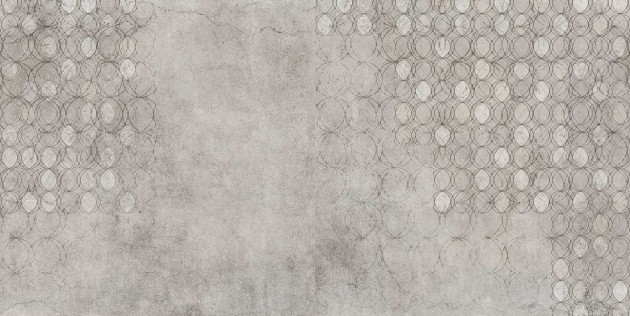 Tecnografica 53838-1 Material Mood O Grey - mural w okręgi na surowym tle