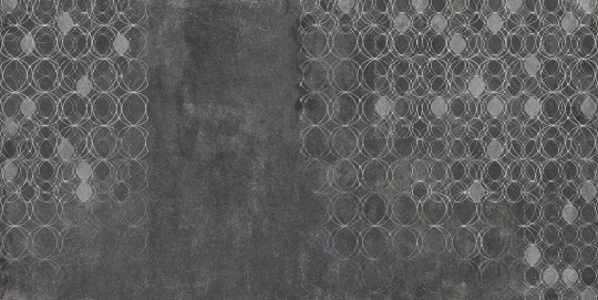 Tecnografica 53838-3 Material Mood O Anthracite - mural w okręgi na surowym tle