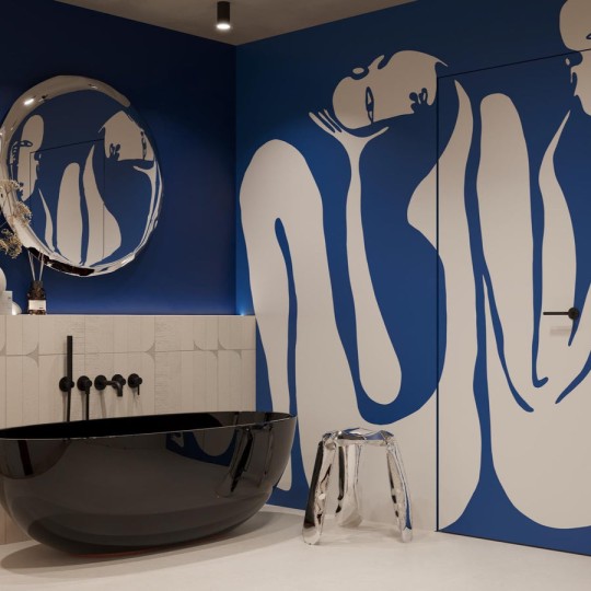 Wall Art Couple Cobalt - mural w abstrakcyjne sylwetki ludzkie