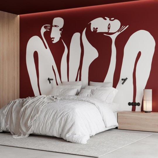 Wall Art Couple Burgundy - mural w abstrakcyjne sylwetki ludzkie