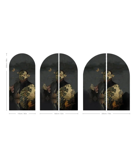 Wallcolors ARCH-9272 Arch Gentleman Moth - mural łuk w klasyczny portret i motyw ćmy