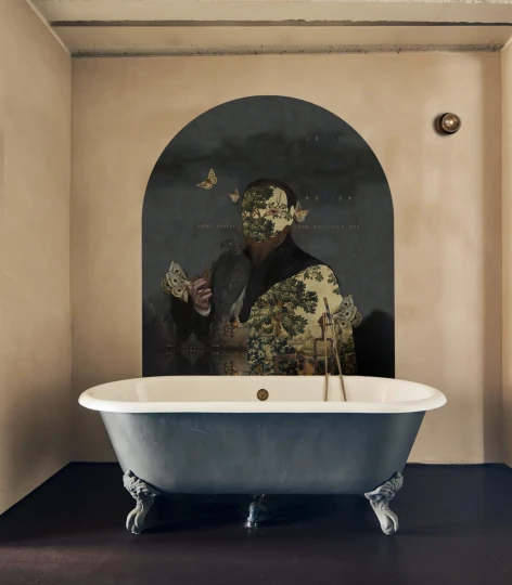 Wallcolors ARCH-9272 Arch Gentleman Moth - mural łuk w klasyczny portret i motyw ćmy