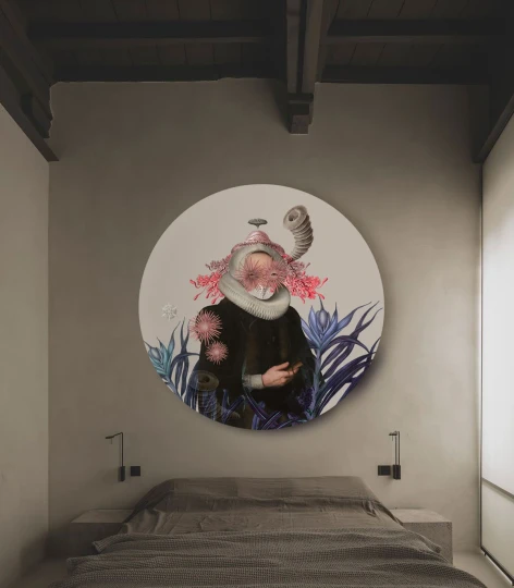 Wallcolors DOT-9279 Dots Lady Medusa Beige - okrągły mural w abstrakcyjną postać kobiecą