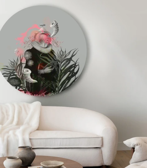 Wallcolors DOT-9298 Dots Lady Medusa Gray - okrągły mural w abstrakcyjną postać kobiecą