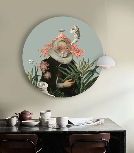 Wallcolors DOT-9280 Dots Lady Medusa Blue - okrągły mural w abstrakcyjną postać kobiecą