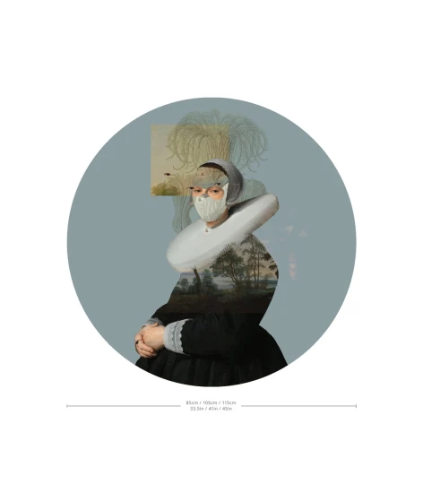 Wallcolors DOT-9264 Dots Landscape Muse Blue - okrągły mural z motywem portretu i pejzażu