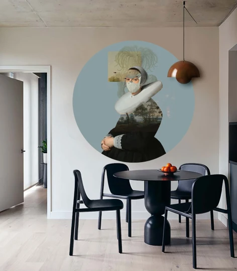 Wallcolors DOT-9264 Dots Landscape Muse Blue - okrągły mural z motywem portretu i pejzażu