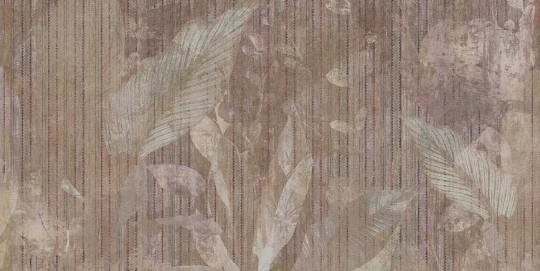 Tecnografica BZ060623-2 Metal Etherea Gold - mural w duże liście i paski